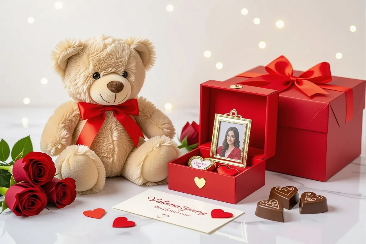 Luxury teddy bear gift set with hidden surprises - perfect Valentine's Day or anniversary present for her