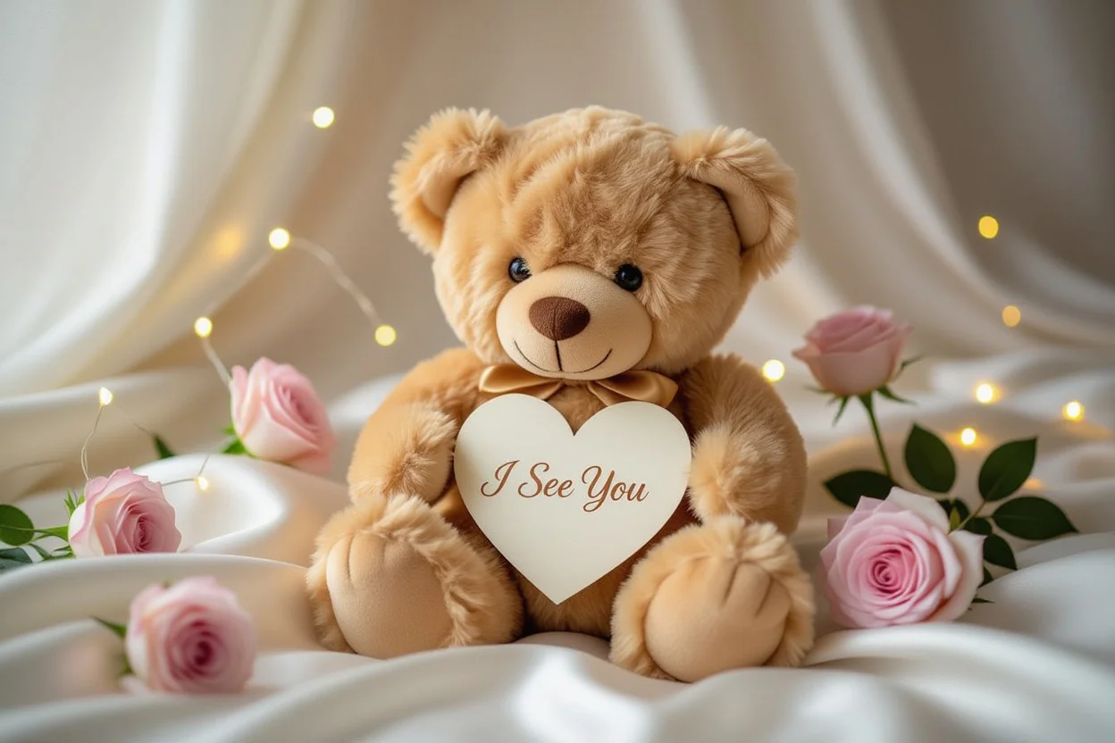 Romantic teddy bear gift with 