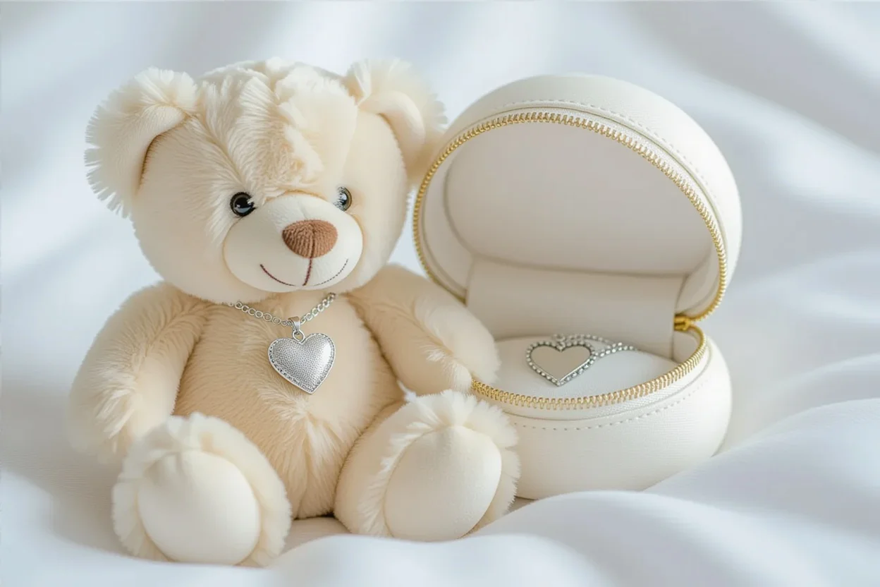 Teddy bear with hidden necklace romantic surprise gift for her