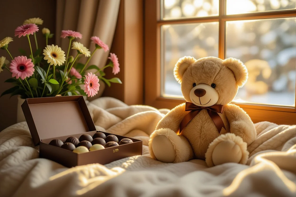 Comparison of temporary gifts like wilted flowers versus lasting teddy bear gifts that endure over time