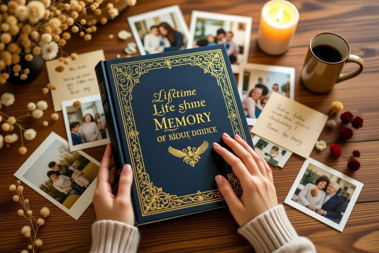 Memory book and family photos - sentimental gifts showing lifetime of love