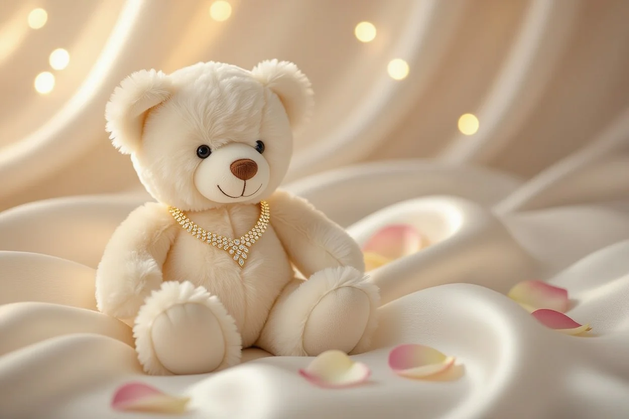 Luxury teddy bear with hidden 18K gold necklace romantic surprise gift for Valentine's Day