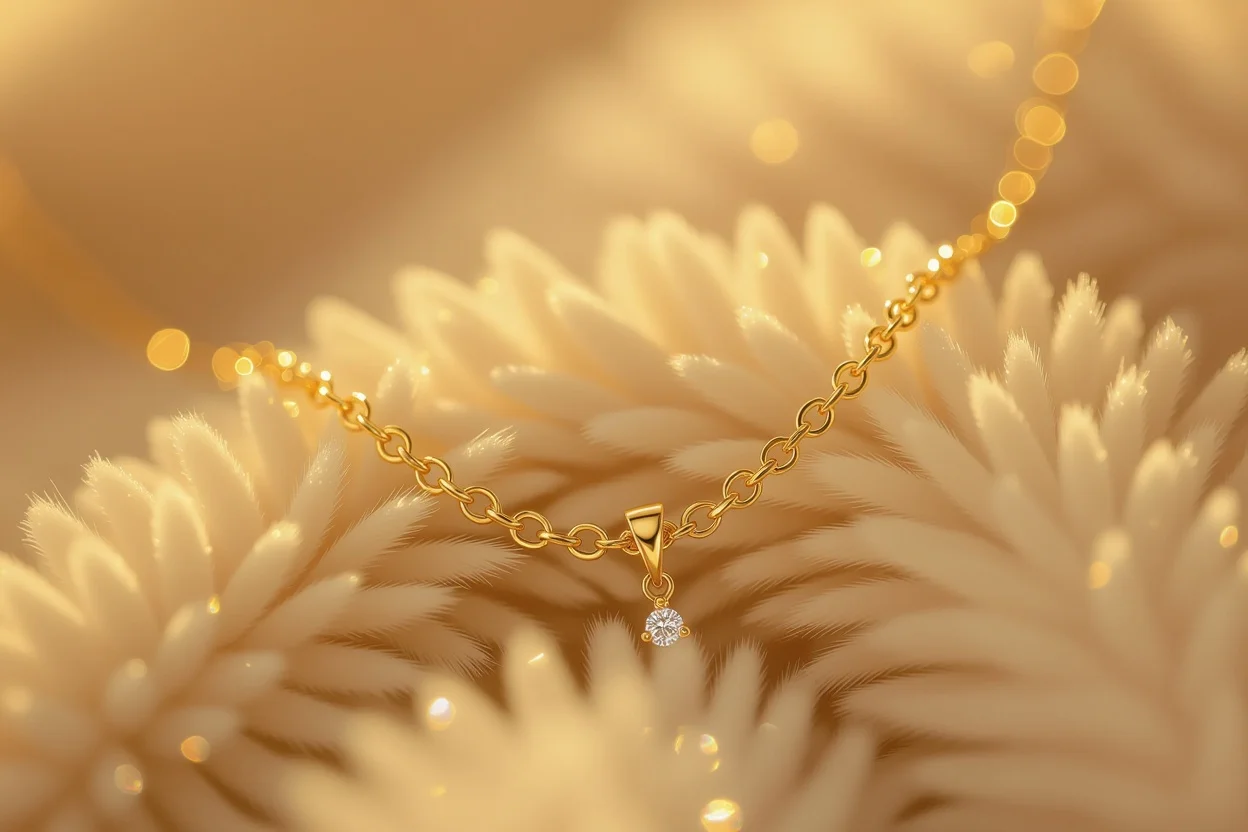 Close-up 18K gold necklace hidden surprise gift luxury jewelry for romantic occasions
