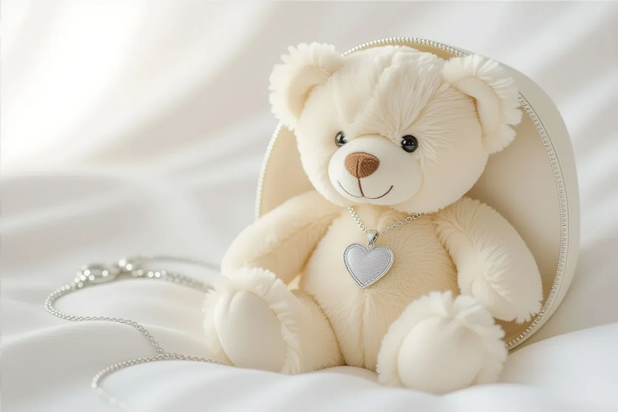 Unique teddy bear with hidden heart necklace surprise gift for women