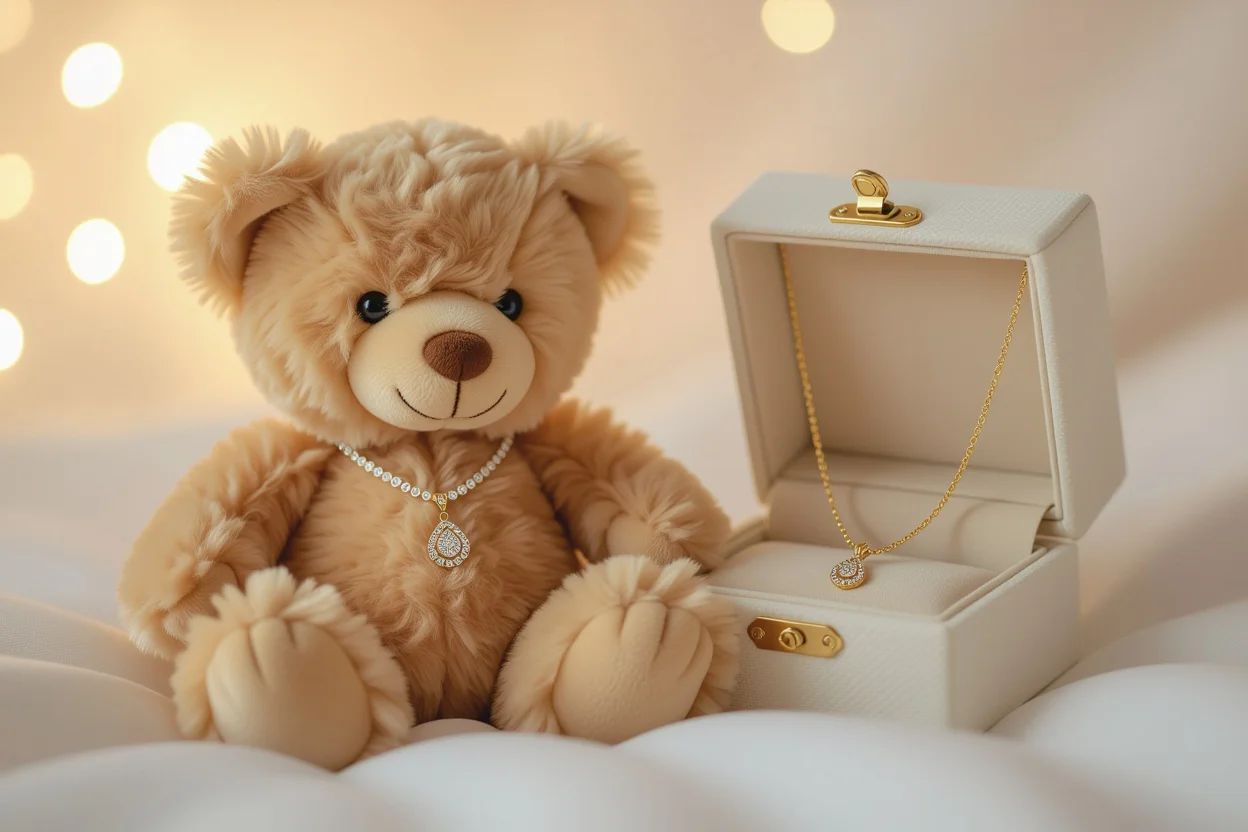 Mountova Pro teddy bear with hidden surprise necklace gift for her romantic present