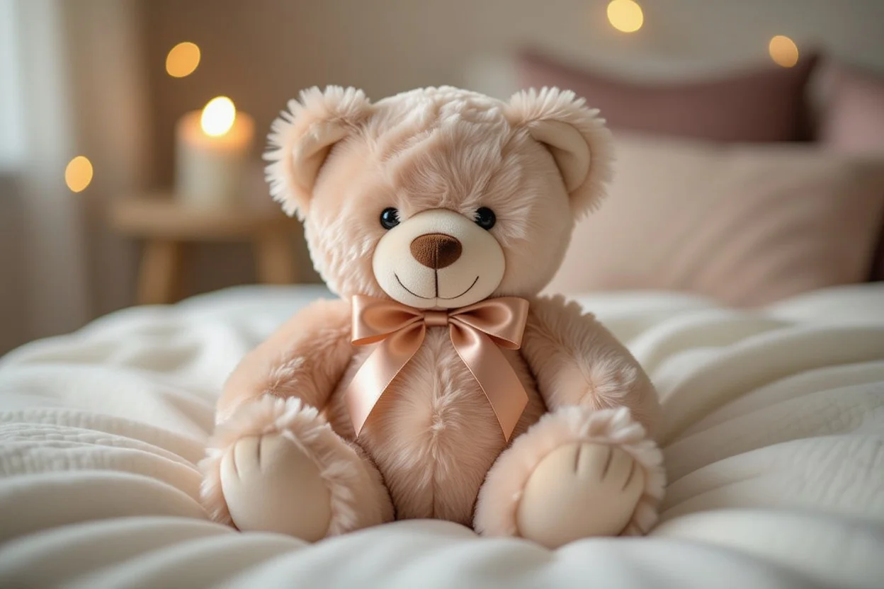 Elegant metallic teddy bear gift with hidden surprise for romantic occasions