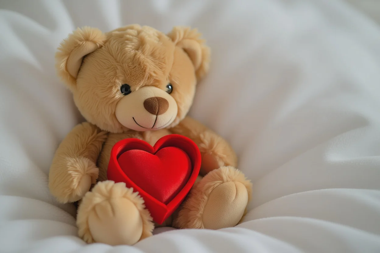 Hidden Heart Teddy Bear surprise gift with secret compartment revealed showing red heart inside