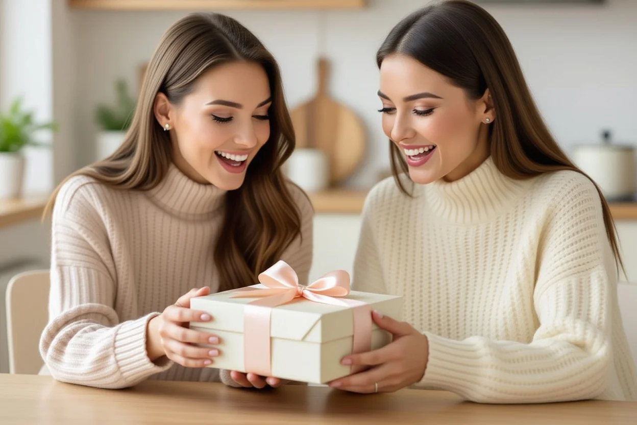 Woman surprised by spontaneous romantic gift surprise moment everyday setting