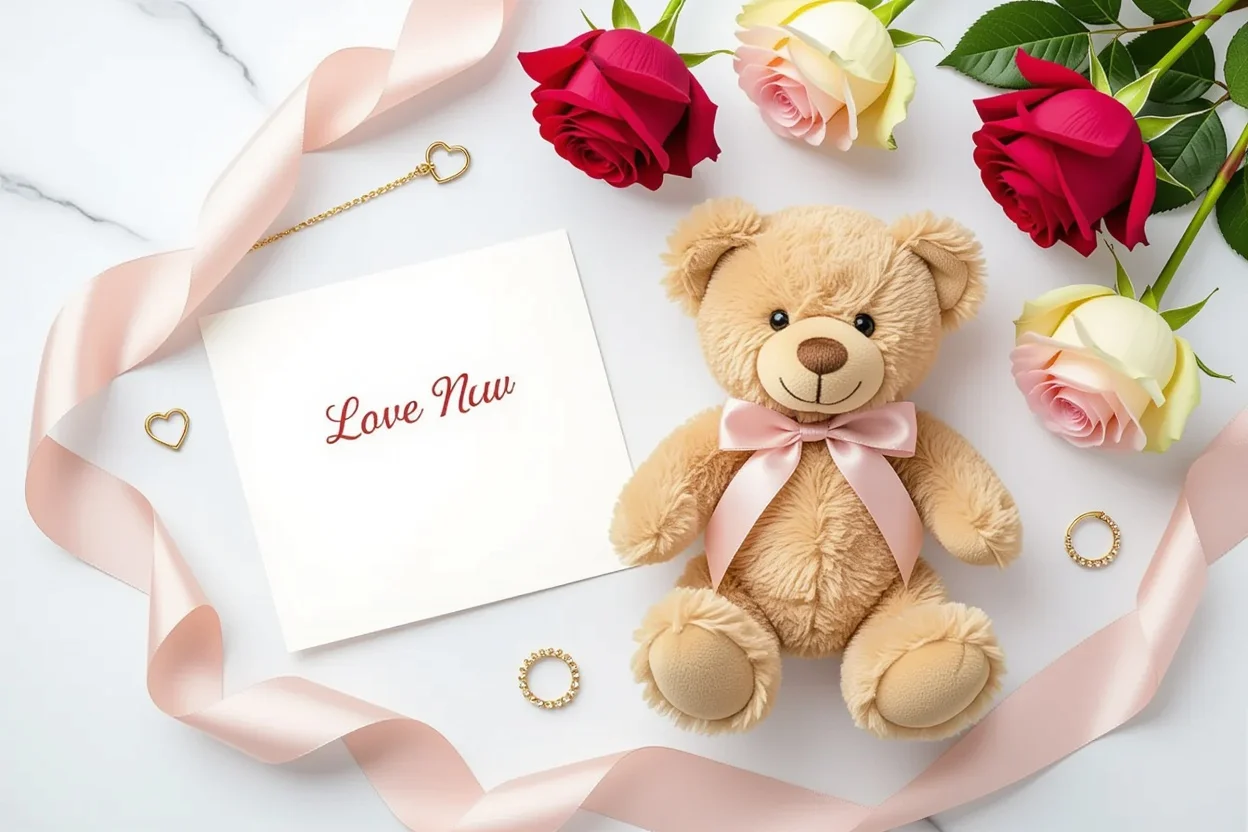 Luxury teddy bear gift set with romantic accessories - perfect gifts for her