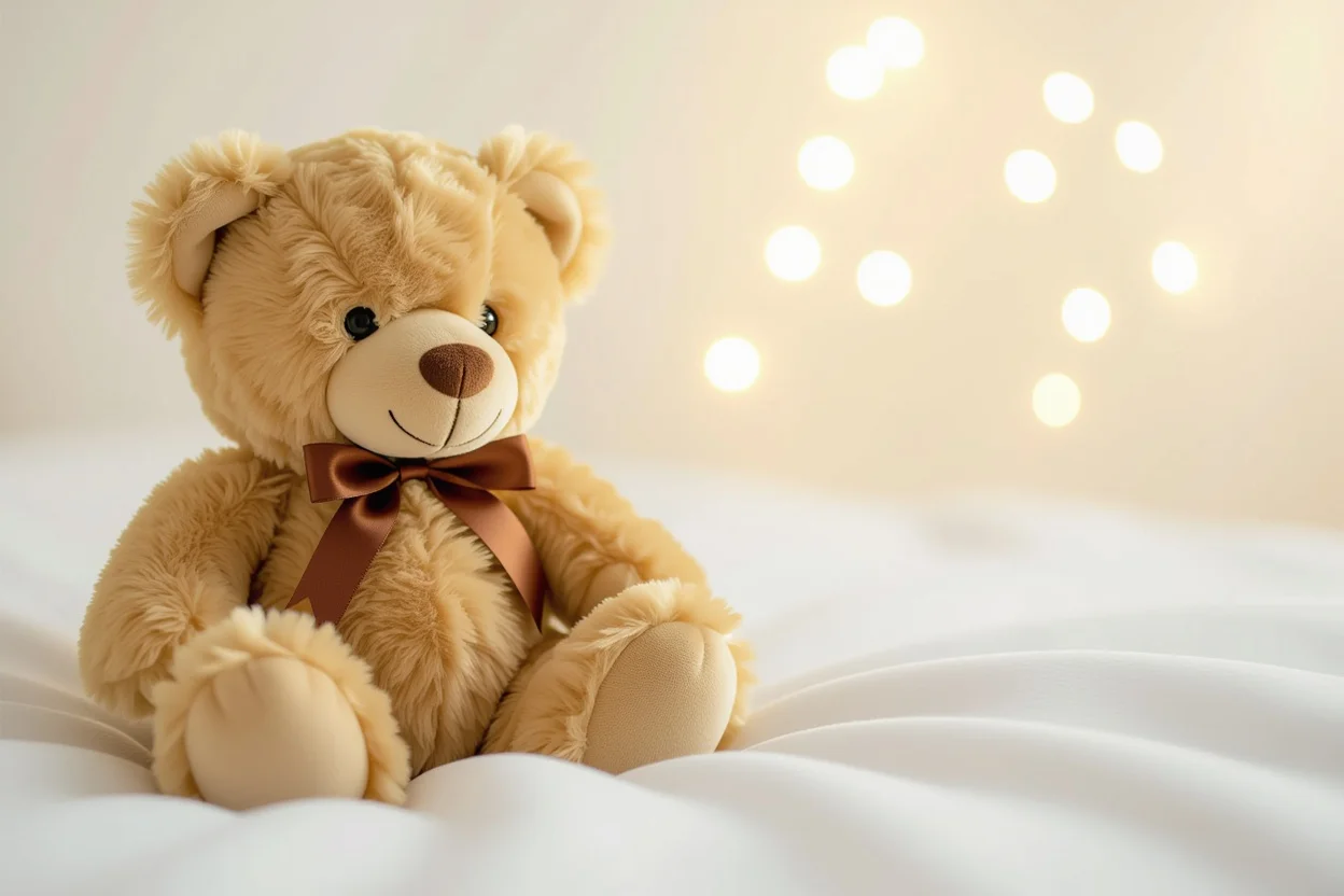 Premium Mountova teddy bear with soft plush fur on white background - romantic gift idea
