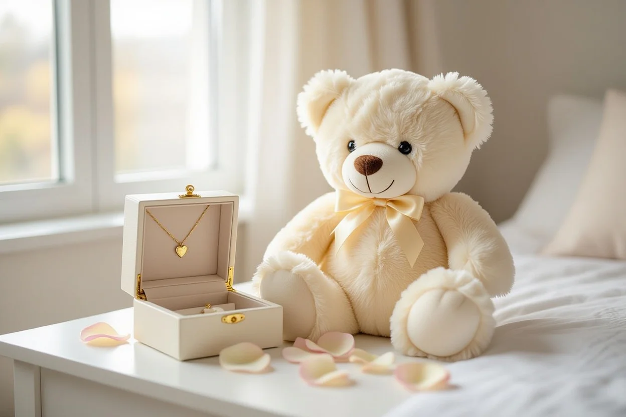Teddy bear with hidden jewelry compartment surprise gift for girlfriend or wife