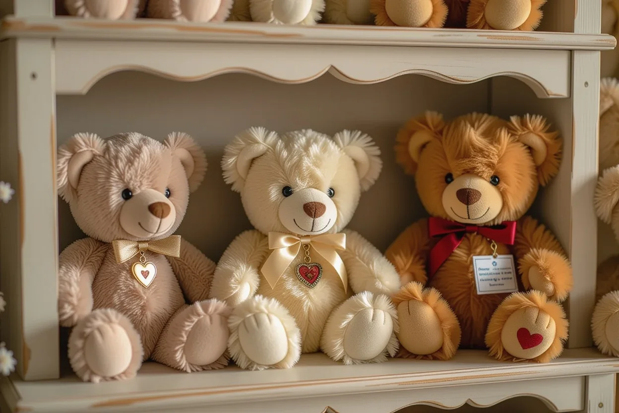Collection of teddy bears with hidden surprises and lasting gift features display