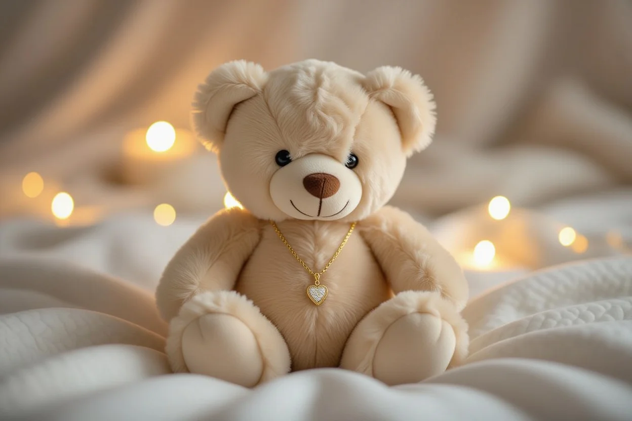 Cute teddy bear hiding surprise necklace gift for romantic occasion