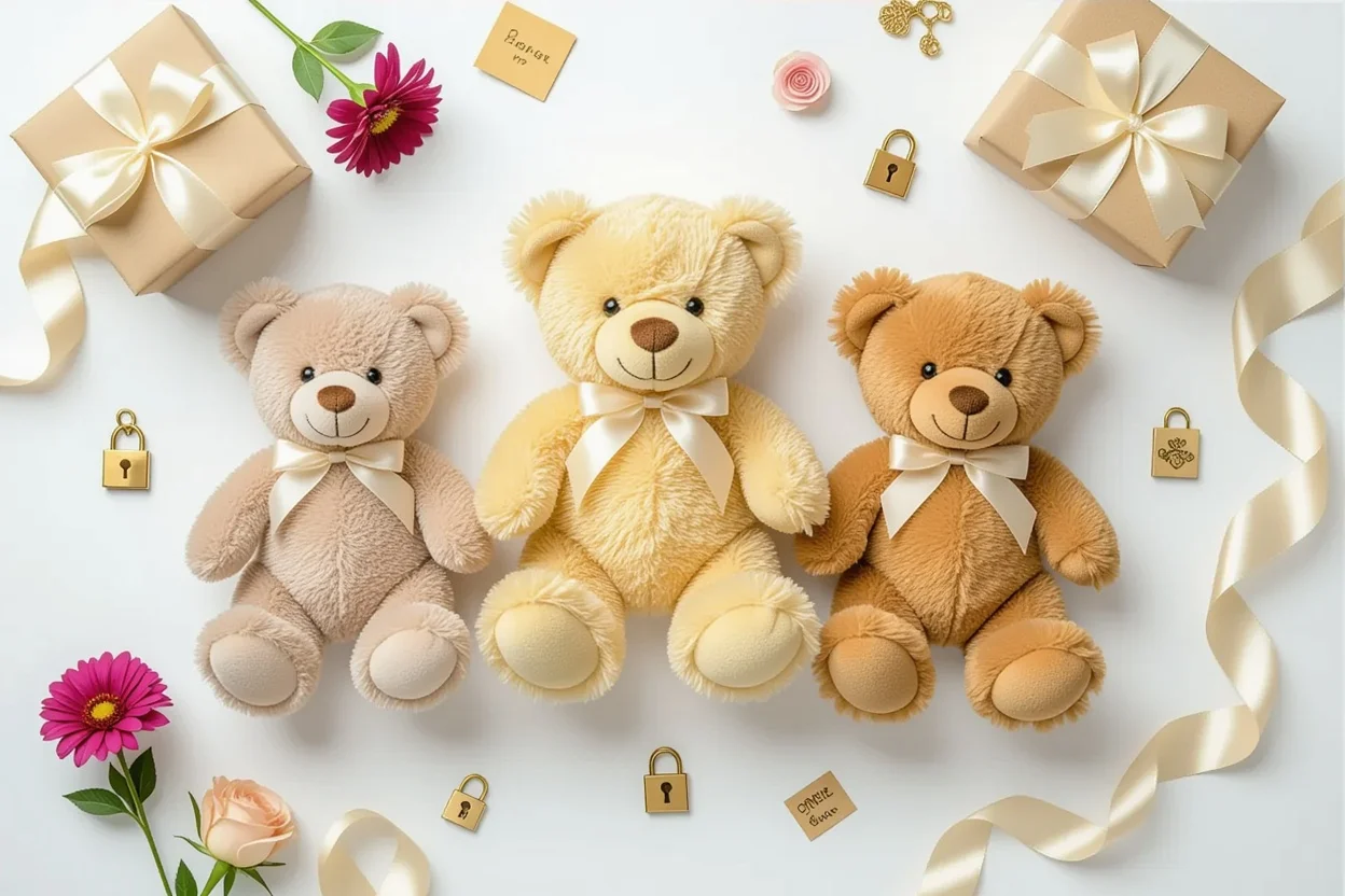 Collection of romantic teddy bear gifts with hidden surprises - perfect meaningful gifts for girlfriend, wife, or special occasions