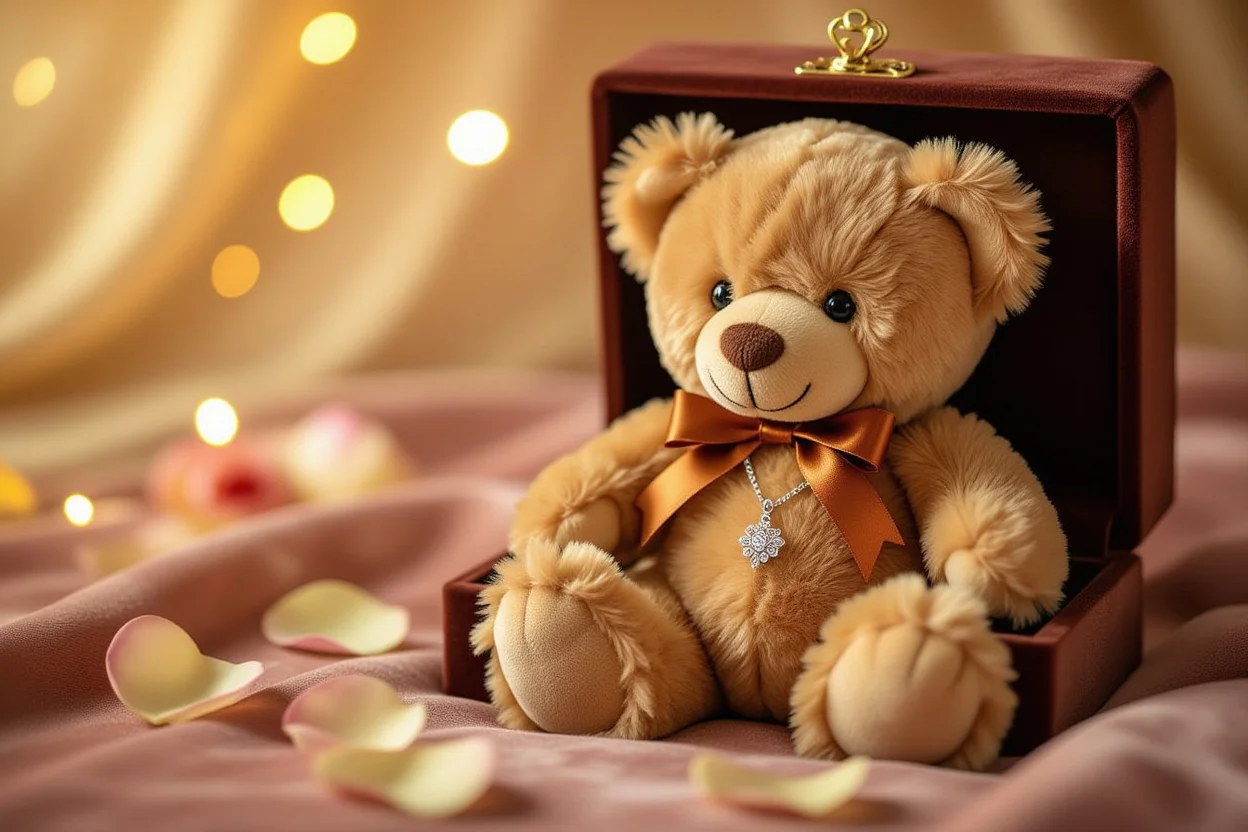 Hidden necklace teddy bear gift - Mountova Pro romantic surprise gift for her