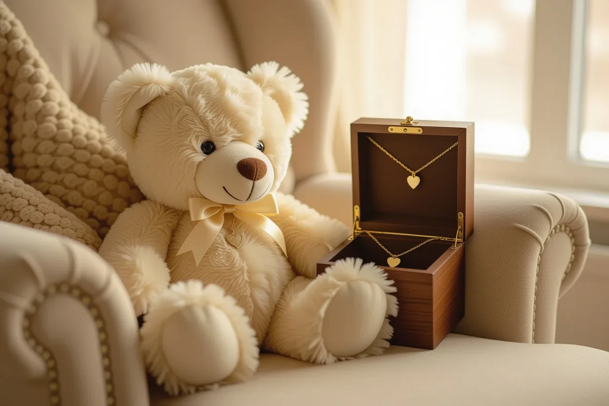 Teddy bear with hidden necklace compartment romantic gift for her everyday surprise