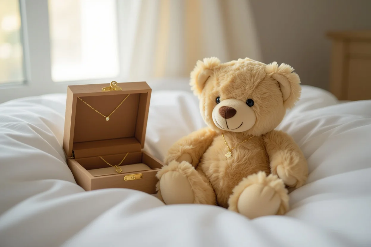 Teddy bear with hidden necklace compartment romantic surprise gift