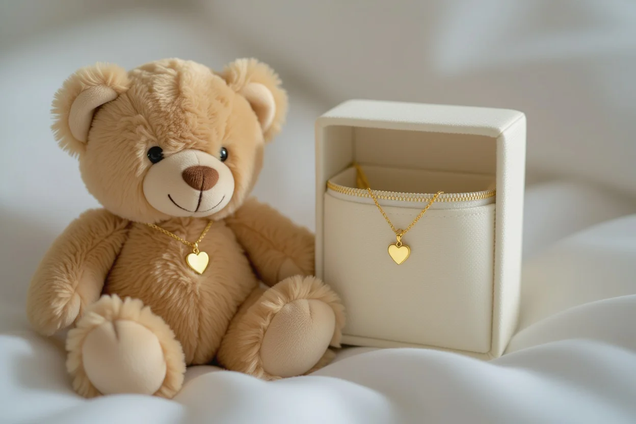 Teddy bear with hidden necklace surprise gift for romantic occasions