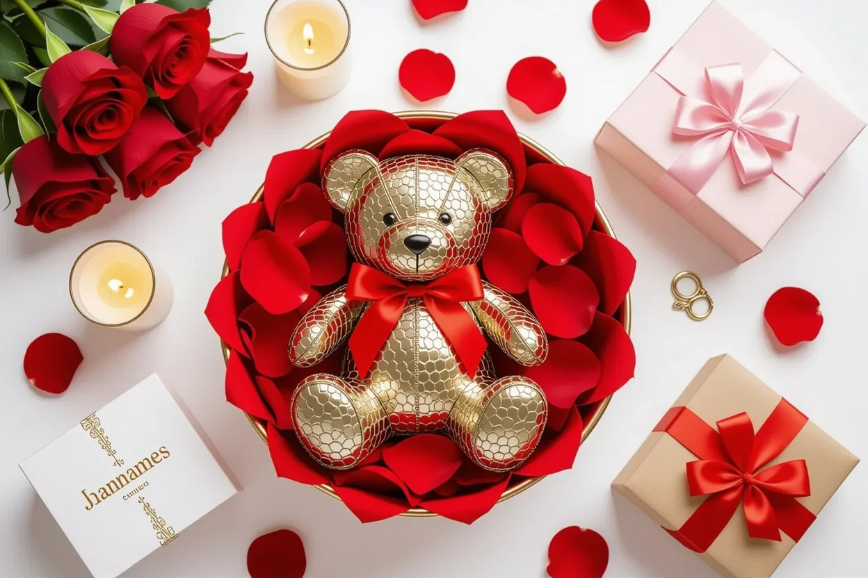 Ultimate romantic gift guide 2024 featuring teddy bear with hidden necklace and luxury romantic presents