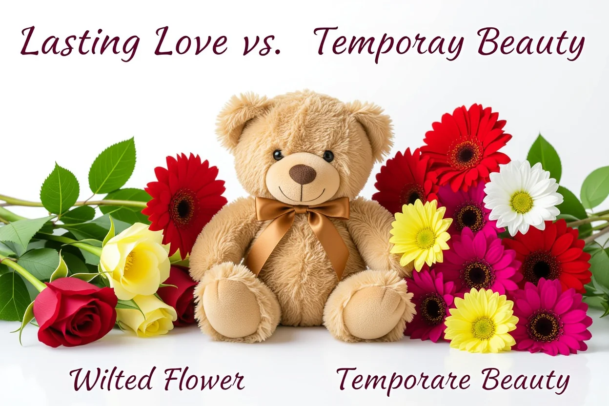 Fresh flowers wilting compared to preserved flowers lasting romantic gifts comparison