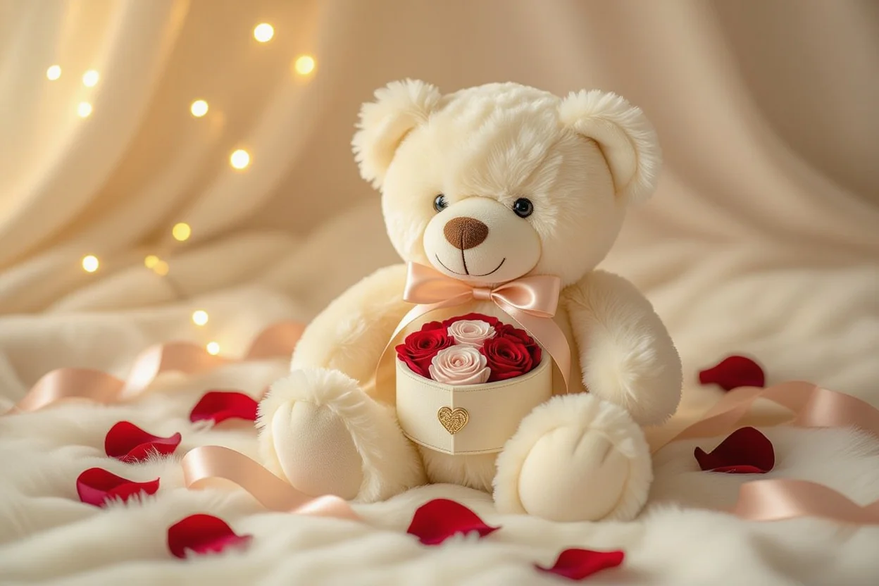 Meaningful teddy bear gift with hidden compartment containing preserved flowers