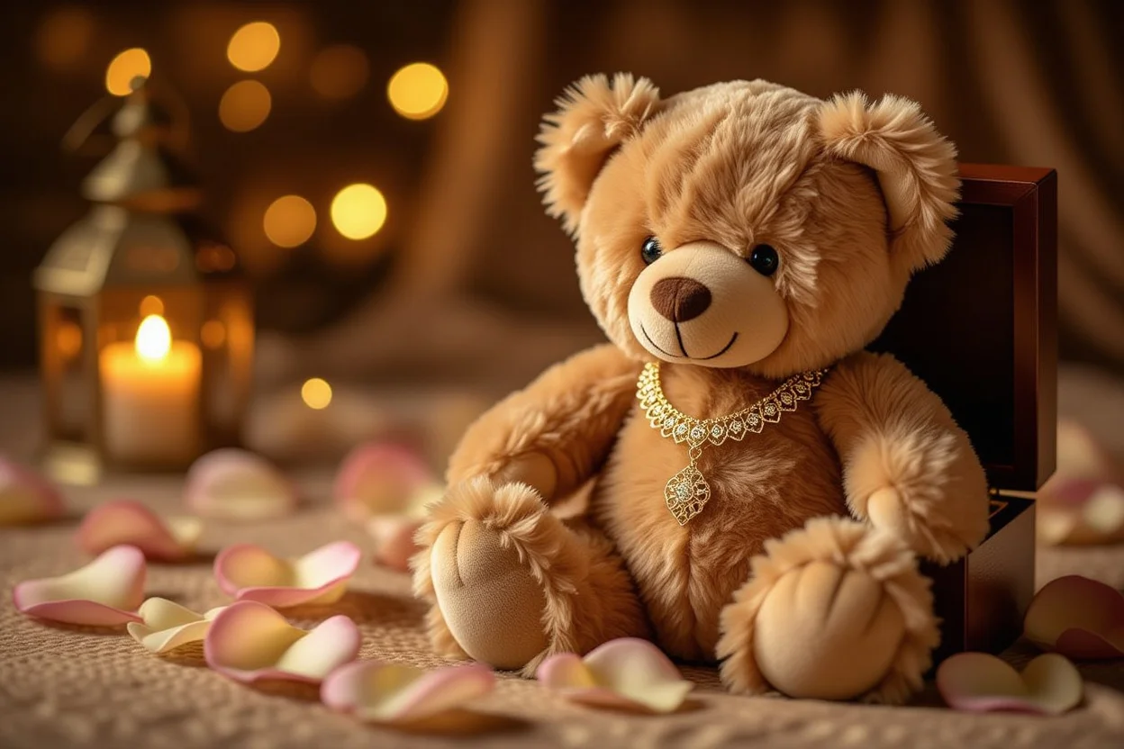 Romantic teddy bear with hidden necklace gift for Valentine's Day and anniversaries