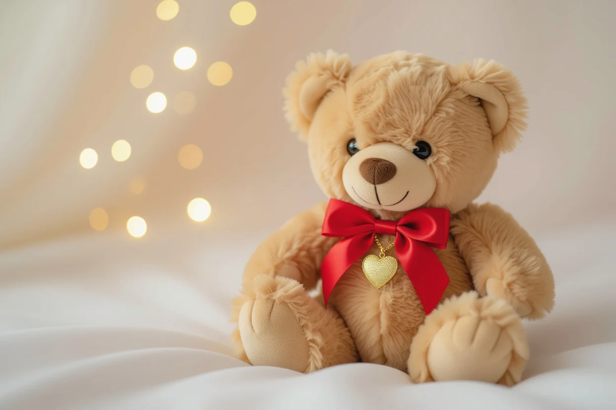 Teddy bear with hidden necklace surprise romantic gift for her
