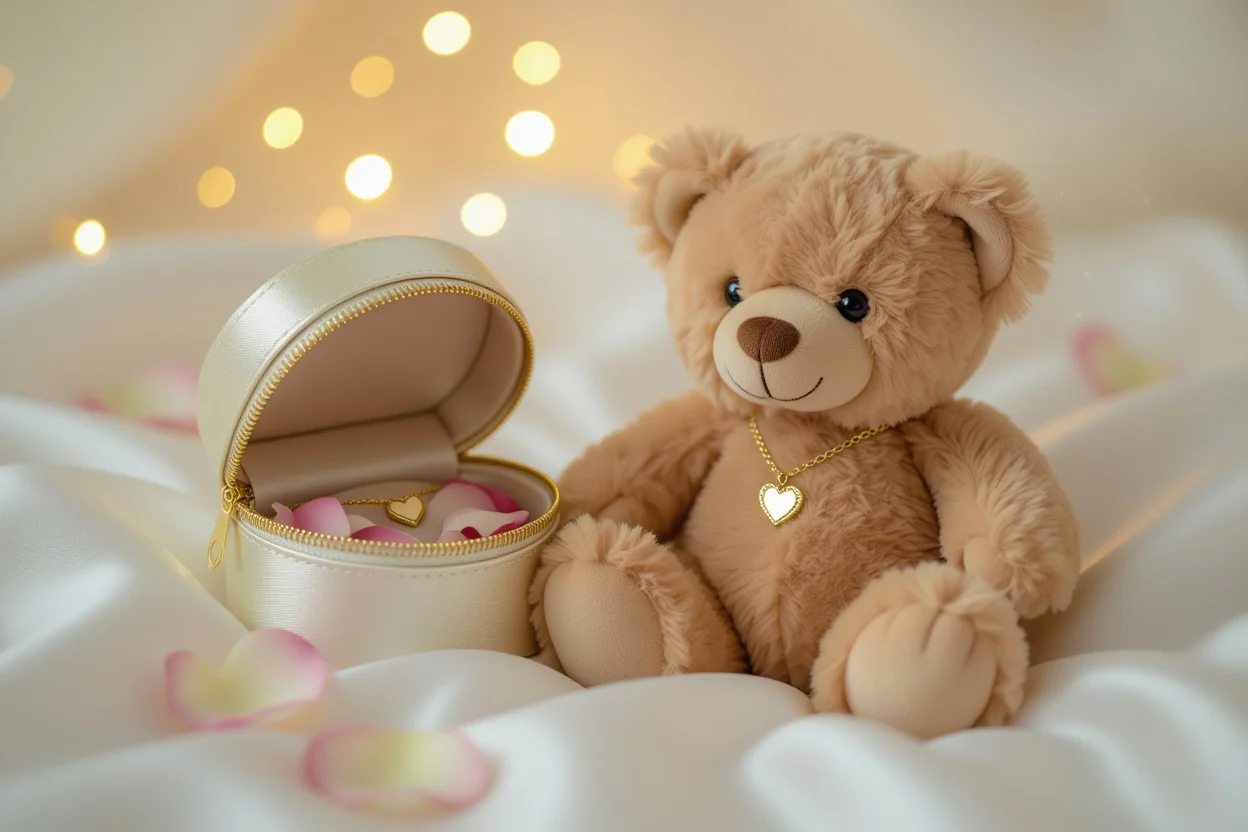 Romantic teddy bear with hidden necklace surprise gift for girlfriend apology and love
