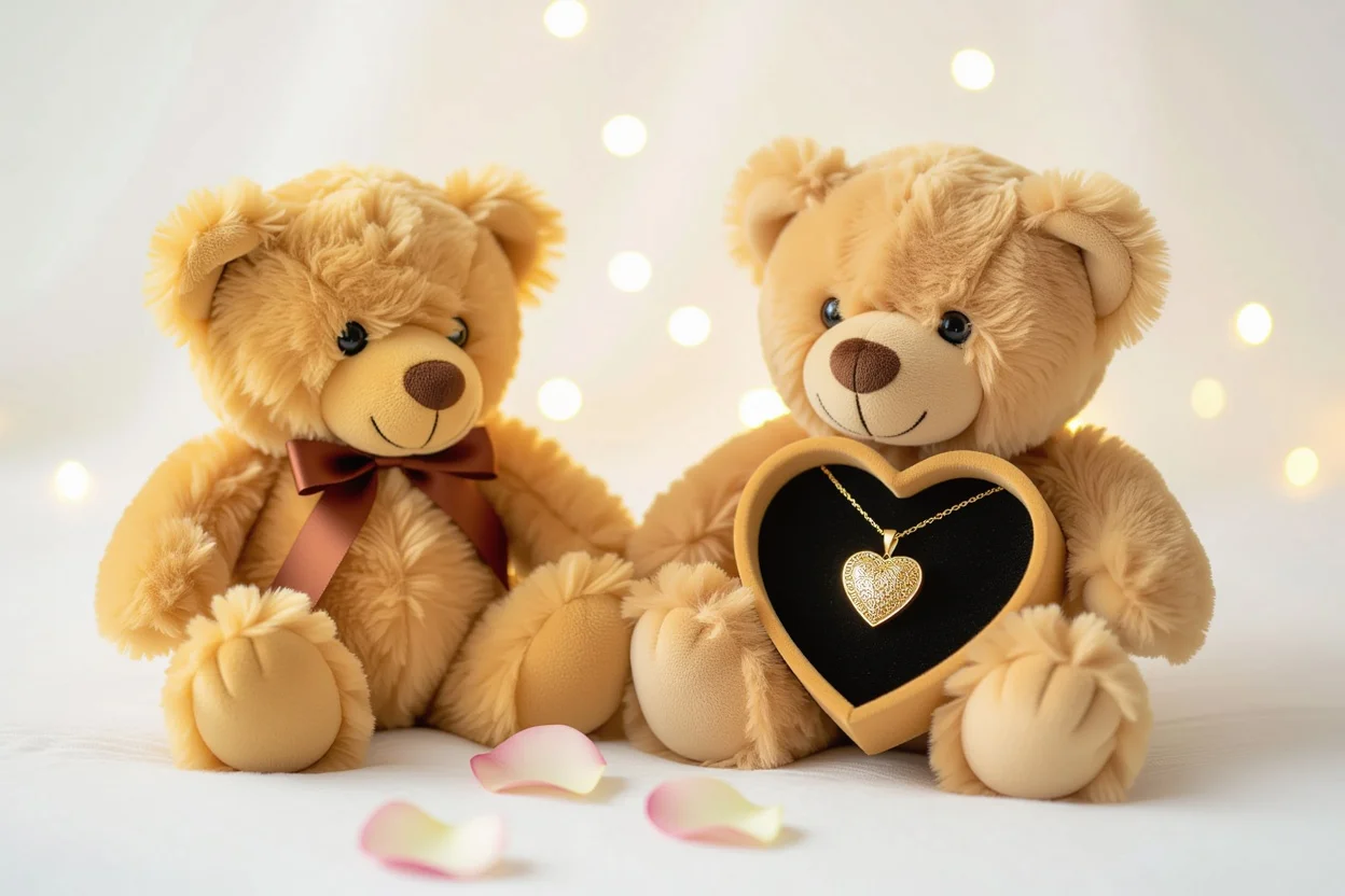 Teddy bear with hidden necklace compartment romantic surprise gift for girlfriend