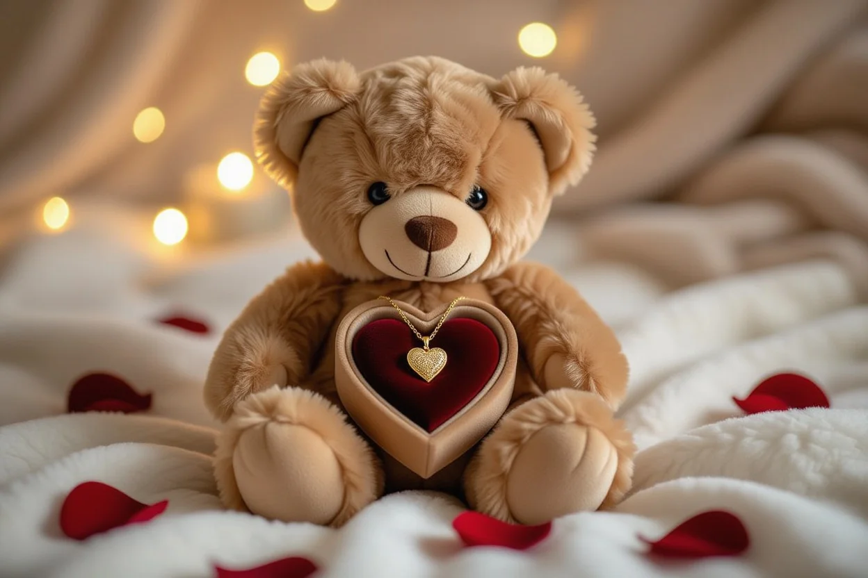 Romantic teddy bear gift with hidden surprise necklace compartment perfect for Valentine's Day