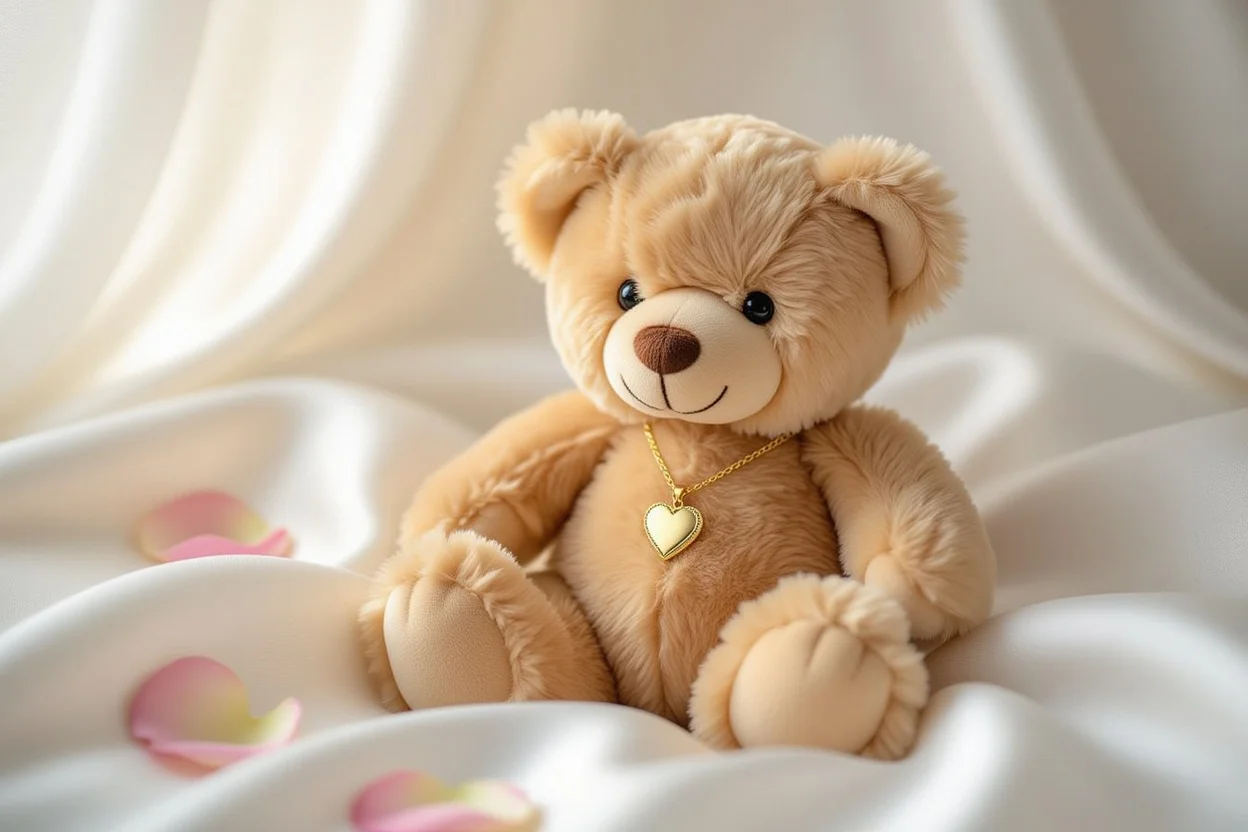 Smart teddy bear with hidden necklace surprise - romantic gift for her