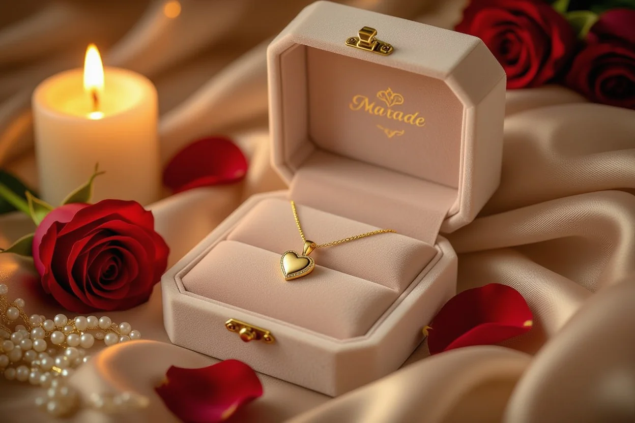 Elegant jewelry box with heart necklace romantic gift surprise for girlfriend