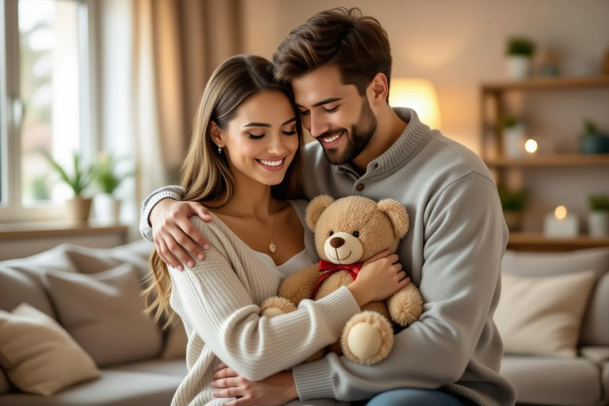 Happy couple reunited after romantic apology gift of teddy bear with hidden necklace