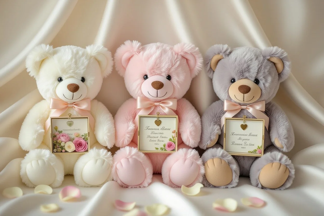 Collection of romantic teddy bears with hidden surprise compartments and love letters