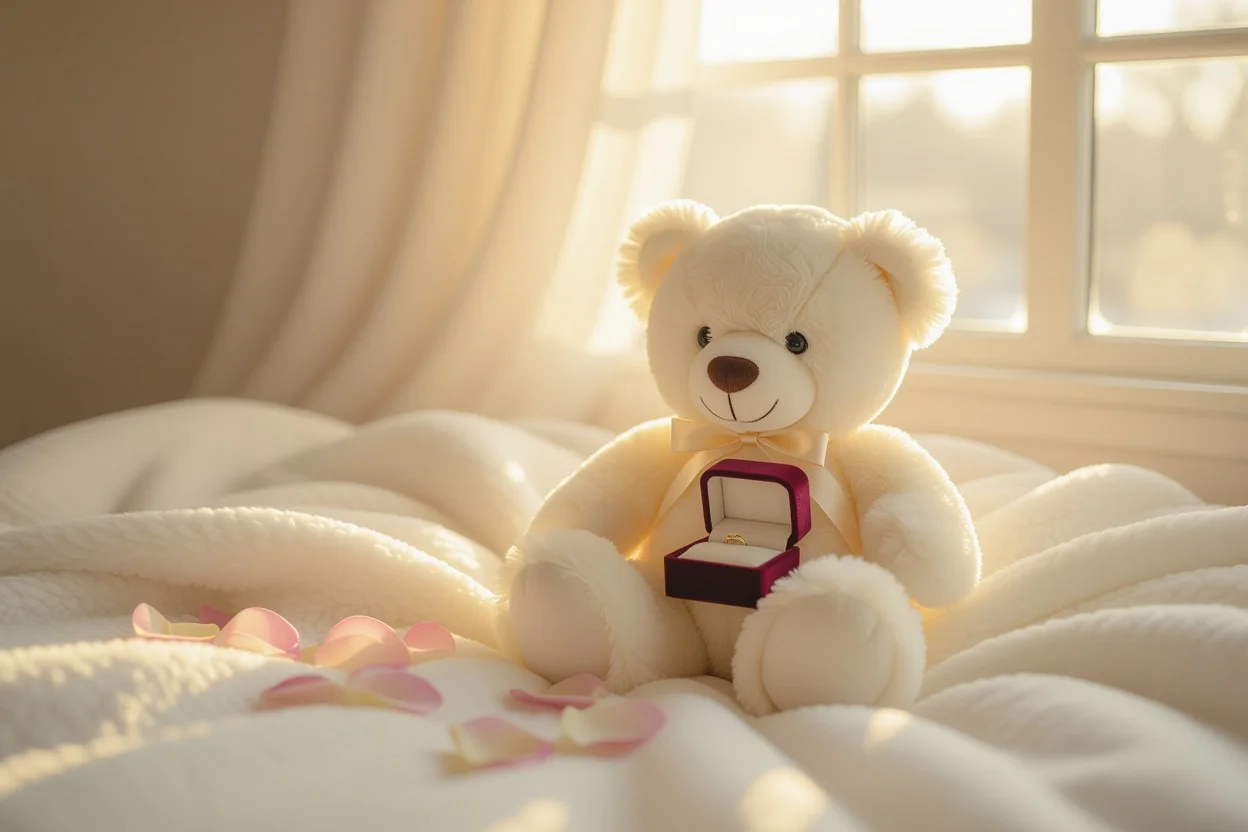 Romantic teddy bear with hidden ring box surprise gift for Valentine's Day or anniversary