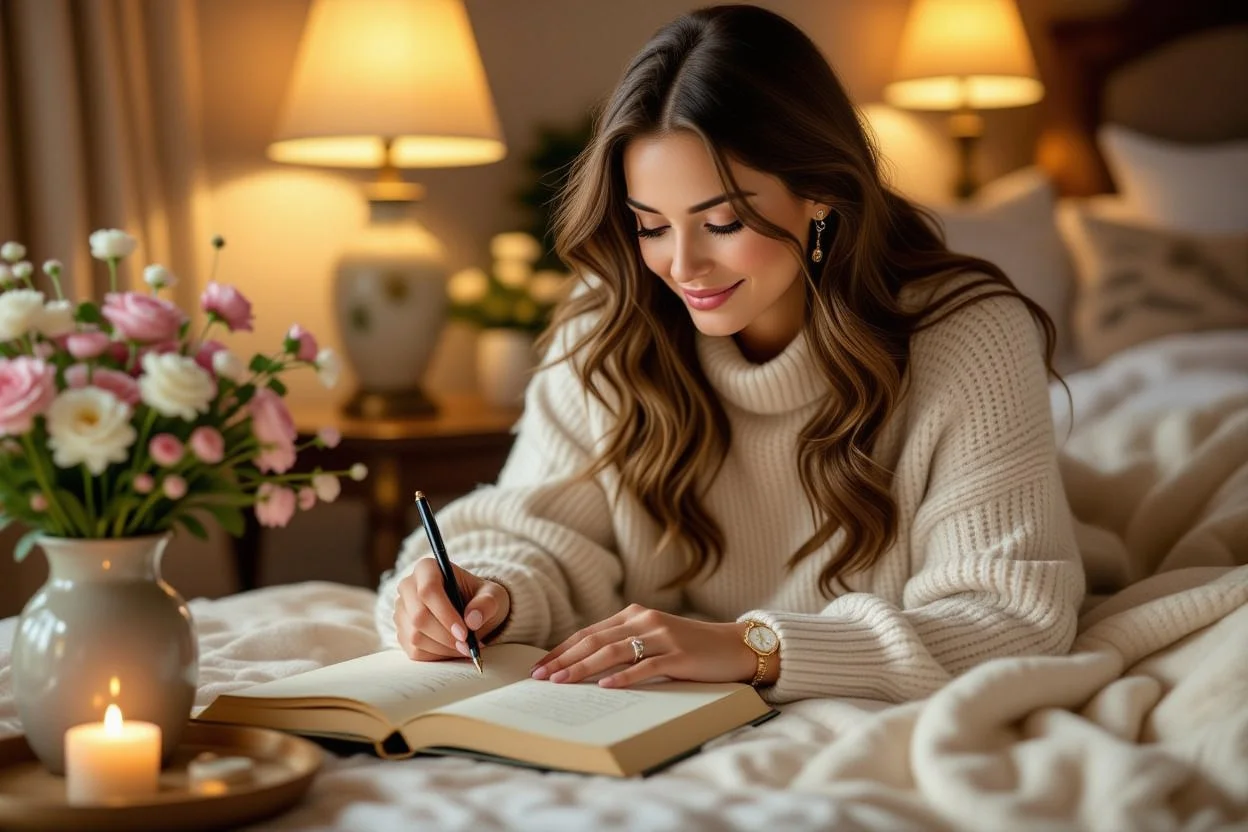 Couple at home enjoying romantic gifts that have become part of daily life and routine