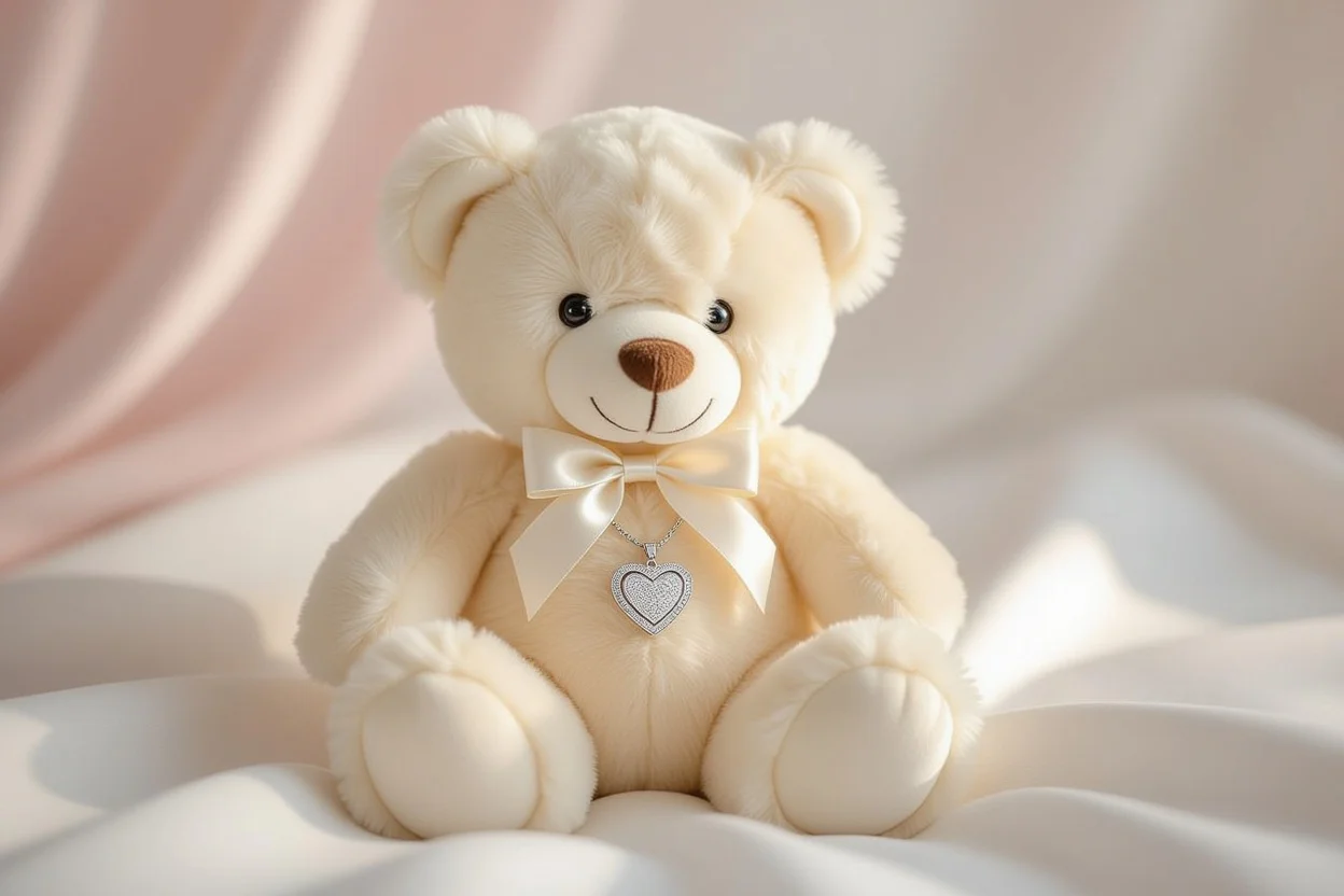 Teddy bear with hidden heart necklace romantic surprise gift for girlfriend
