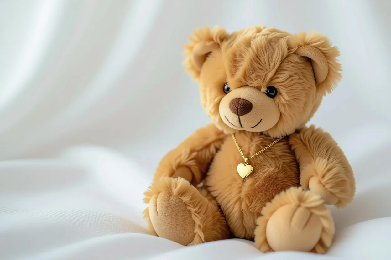 Mountova Pro Teddy Bear with hidden gold heart necklace surprise gift for women