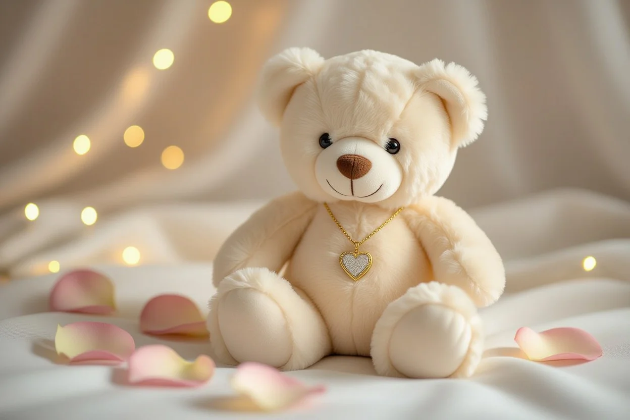 Romantic teddy bear with hidden necklace surprise gift for girlfriend