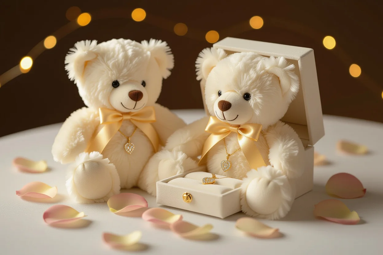 18k gold necklace hidden inside luxury teddy bear romantic surprise gift