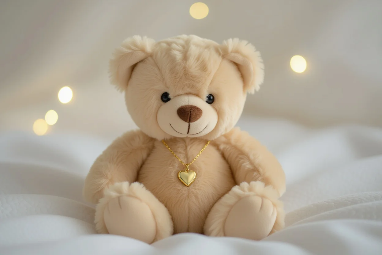 Teddy bear with hidden necklace gift - romantic surprise gift for her