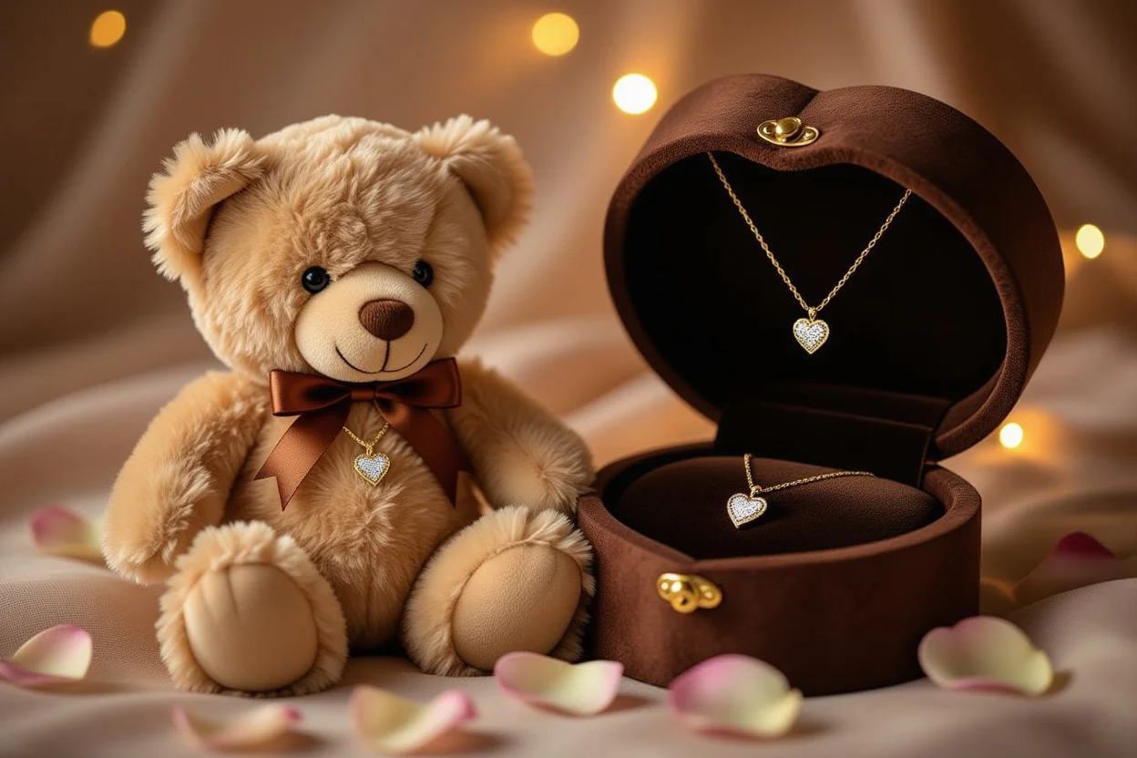Mountova teddy bear with hidden necklace surprise gift for romantic occasions