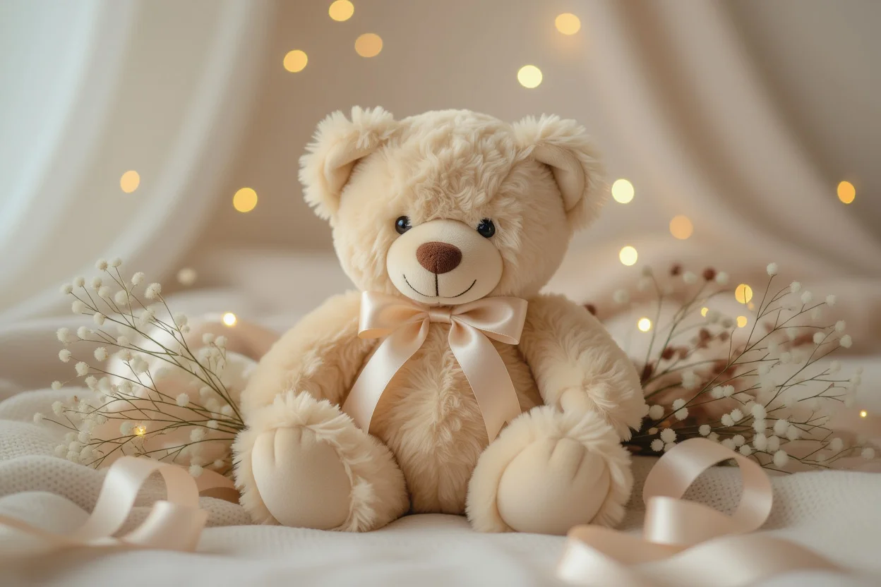 Premium luxury teddy bear gift with romantic styling and elegant presentation