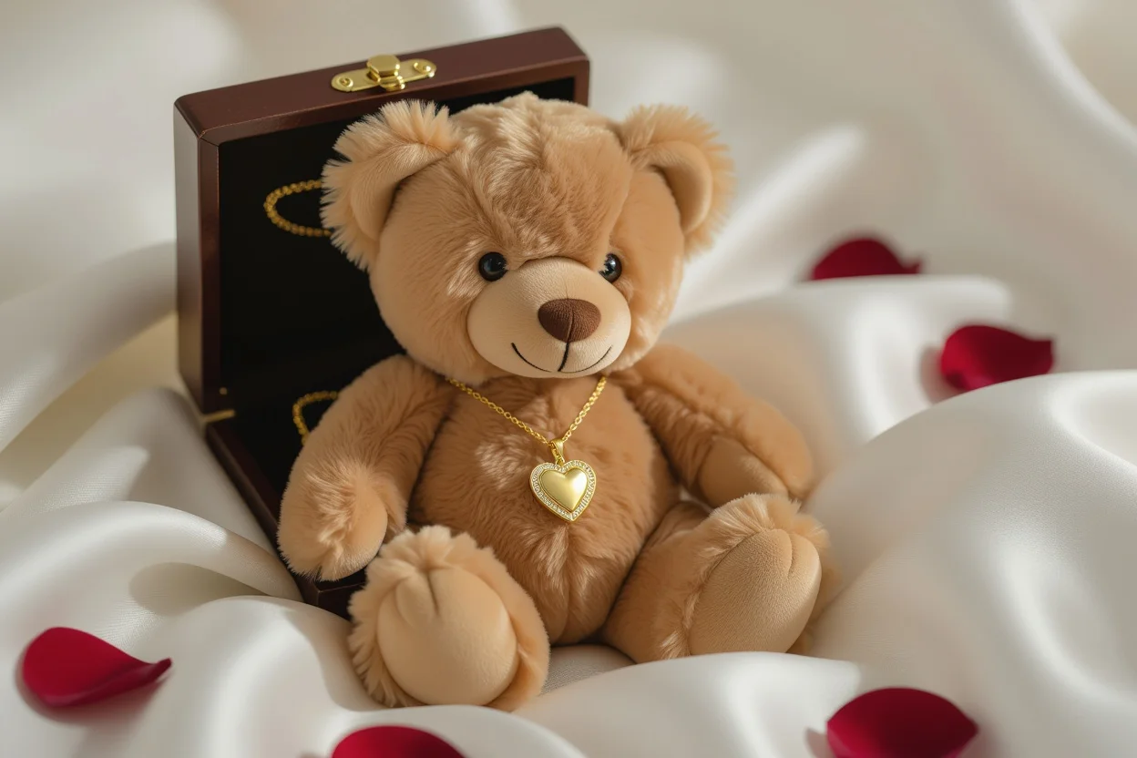 Mountova Pro Teddy Bear with hidden necklace romantic gift for girlfriend