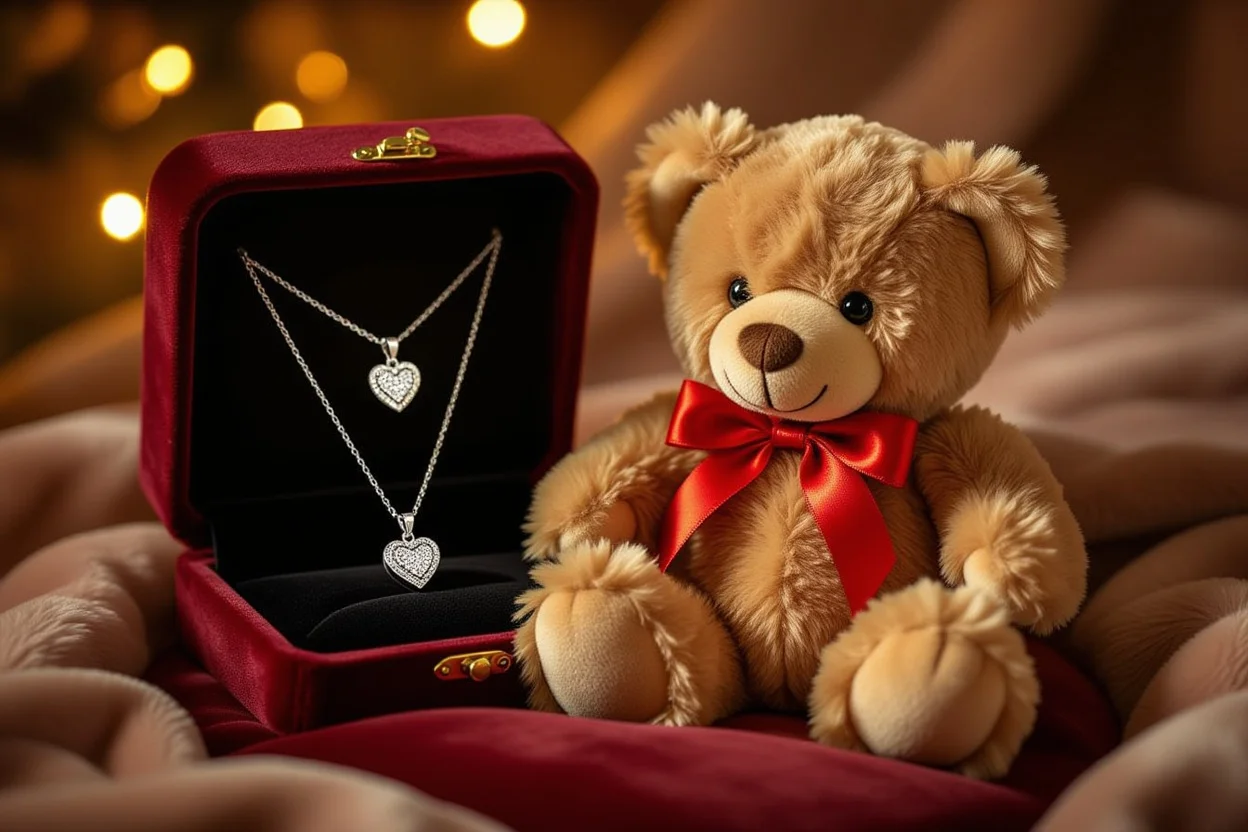 Teddy bear with hidden necklace compartment surprise gift for her