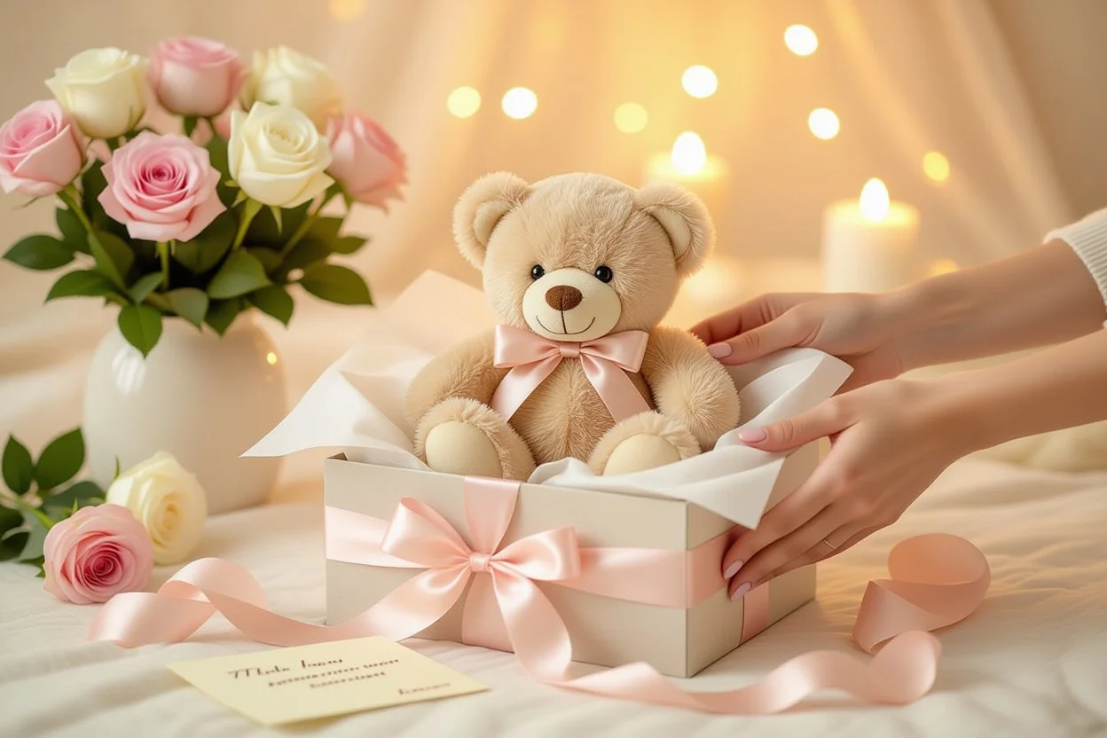Romantic gift presentation teddy bear surprise necklace for girlfriend