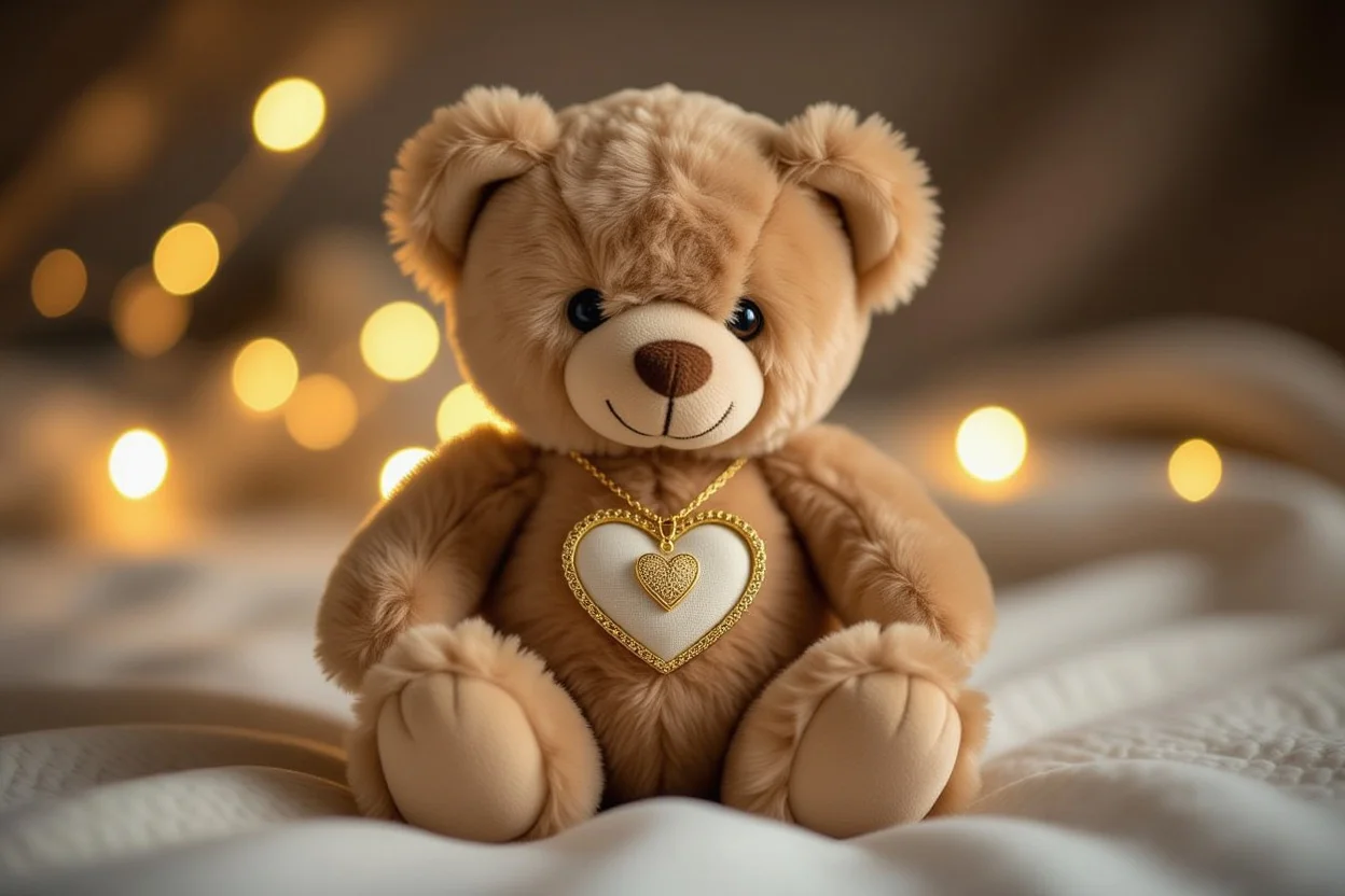Hidden necklace teddy bear romantic gift with heart pendant jewelry surprise