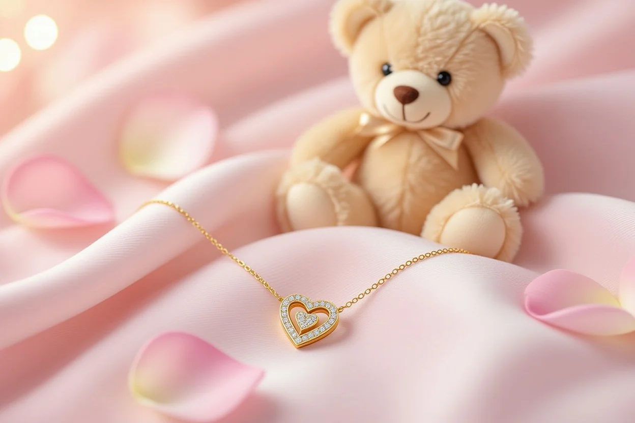 Elegant 18k gold necklace from romantic teddy bear surprise gift collection