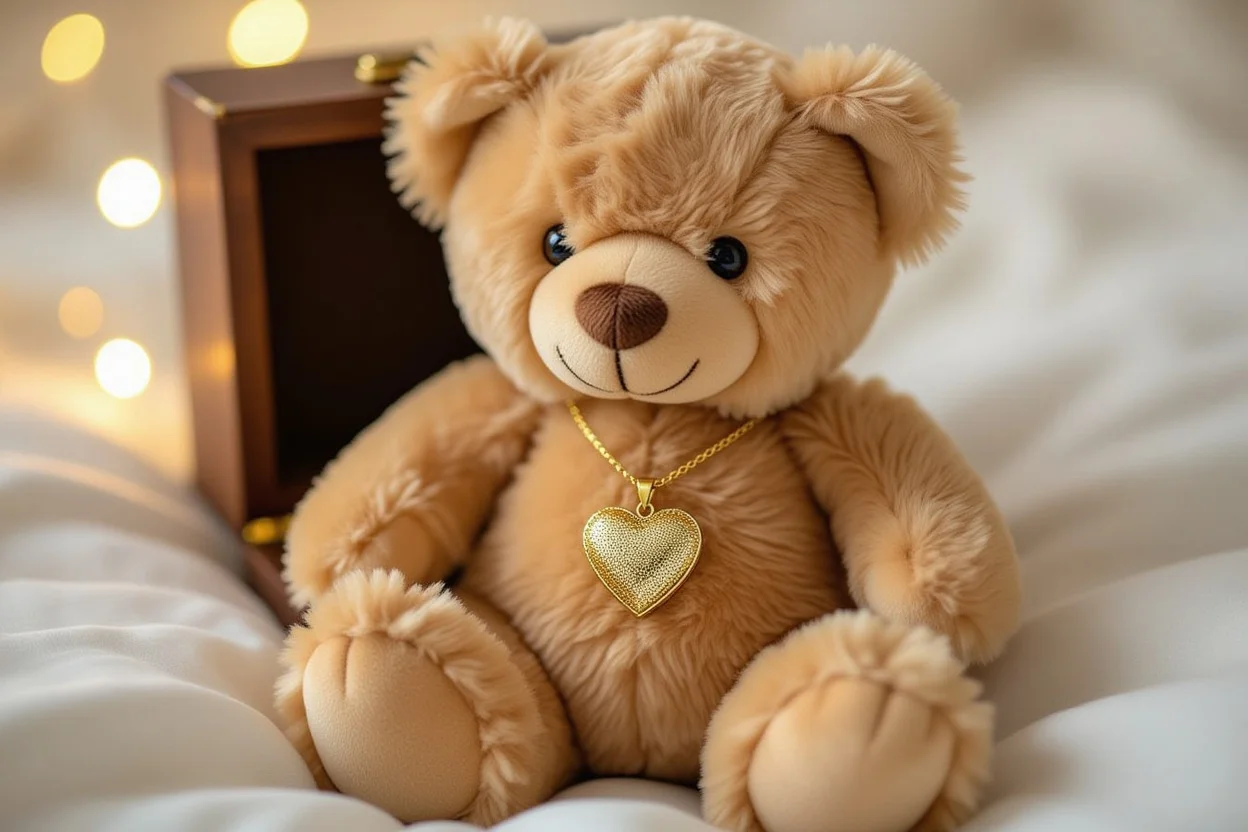 Unique teddy bear with hidden necklace compartment romantic surprise gift