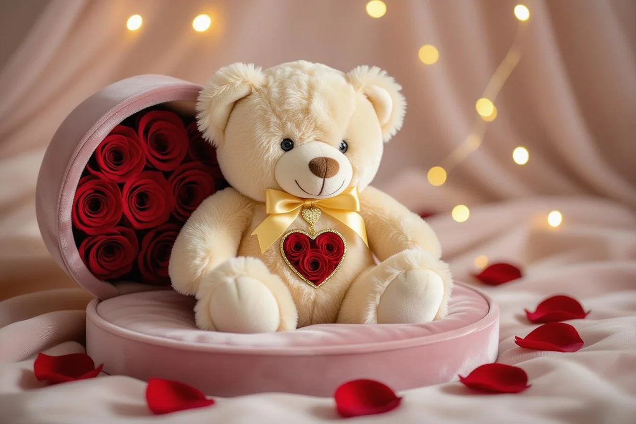 Romantic teddy bear with hidden preserved roses - ultimate apology gift for girlfriend